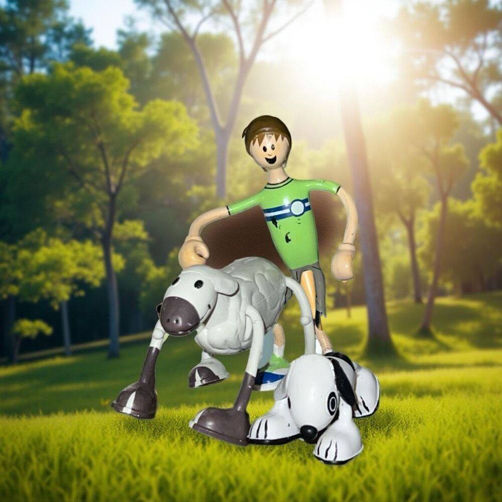 2002 Kid Galaxy Bendos Boy Spot & Wooley Bendable Action Figure Set B18